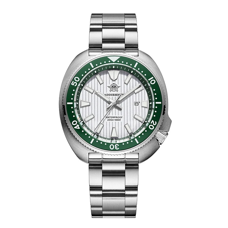 ADDIESDIVE Men's Watch Stainless Steel Sapphire Crystal Quartz Watch Men's Luminous 200M Waterproof Gift Men's Analog Watch