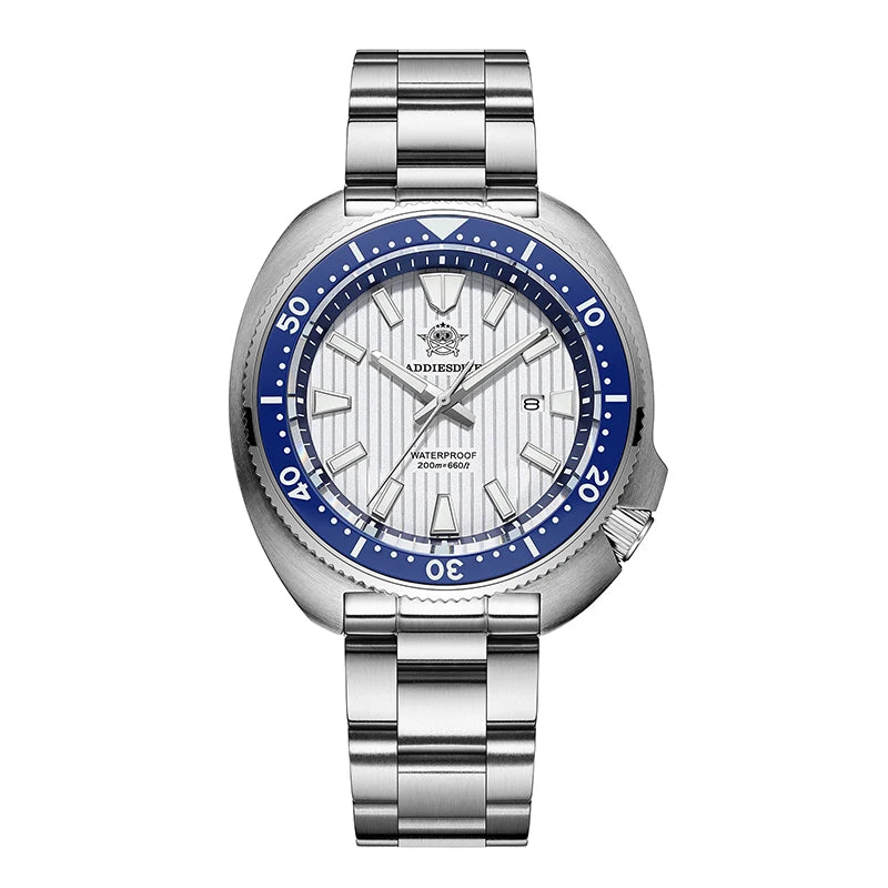 ADDIESDIVE Men's Watch Stainless Steel Sapphire Crystal Quartz Watch Men's Luminous 200M Waterproof Gift Men's Analog Watch