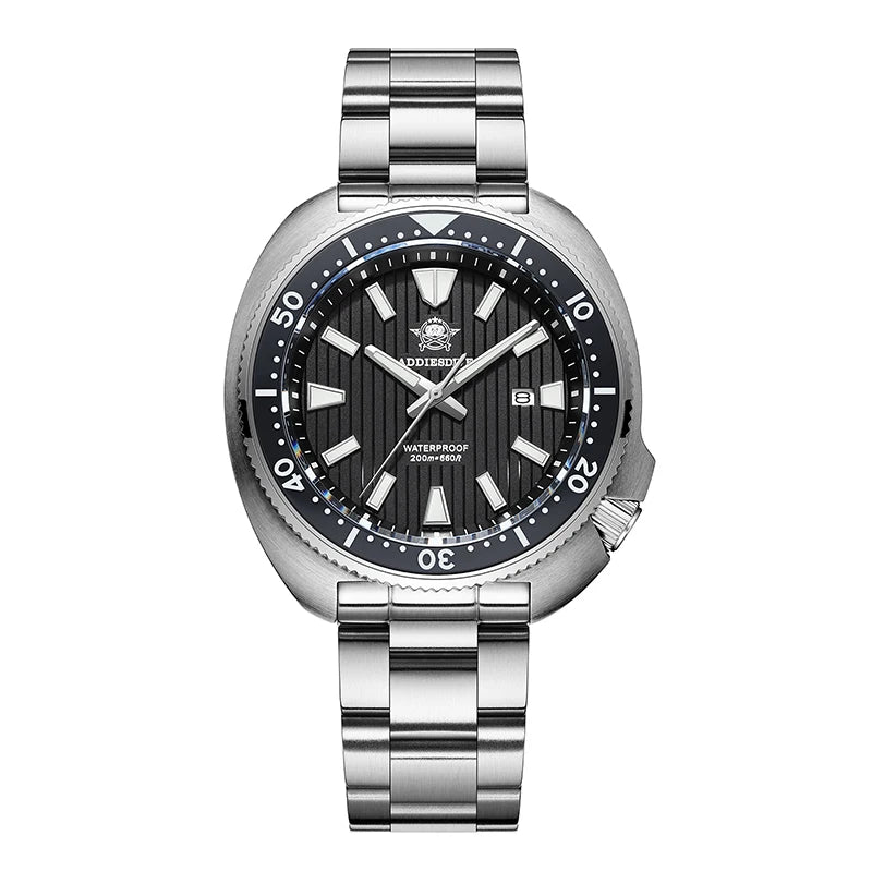ADDIESDIVE Men's Watch Stainless Steel Sapphire Crystal Quartz Watch Men's Luminous 200M Waterproof Gift Men's Analog Watch